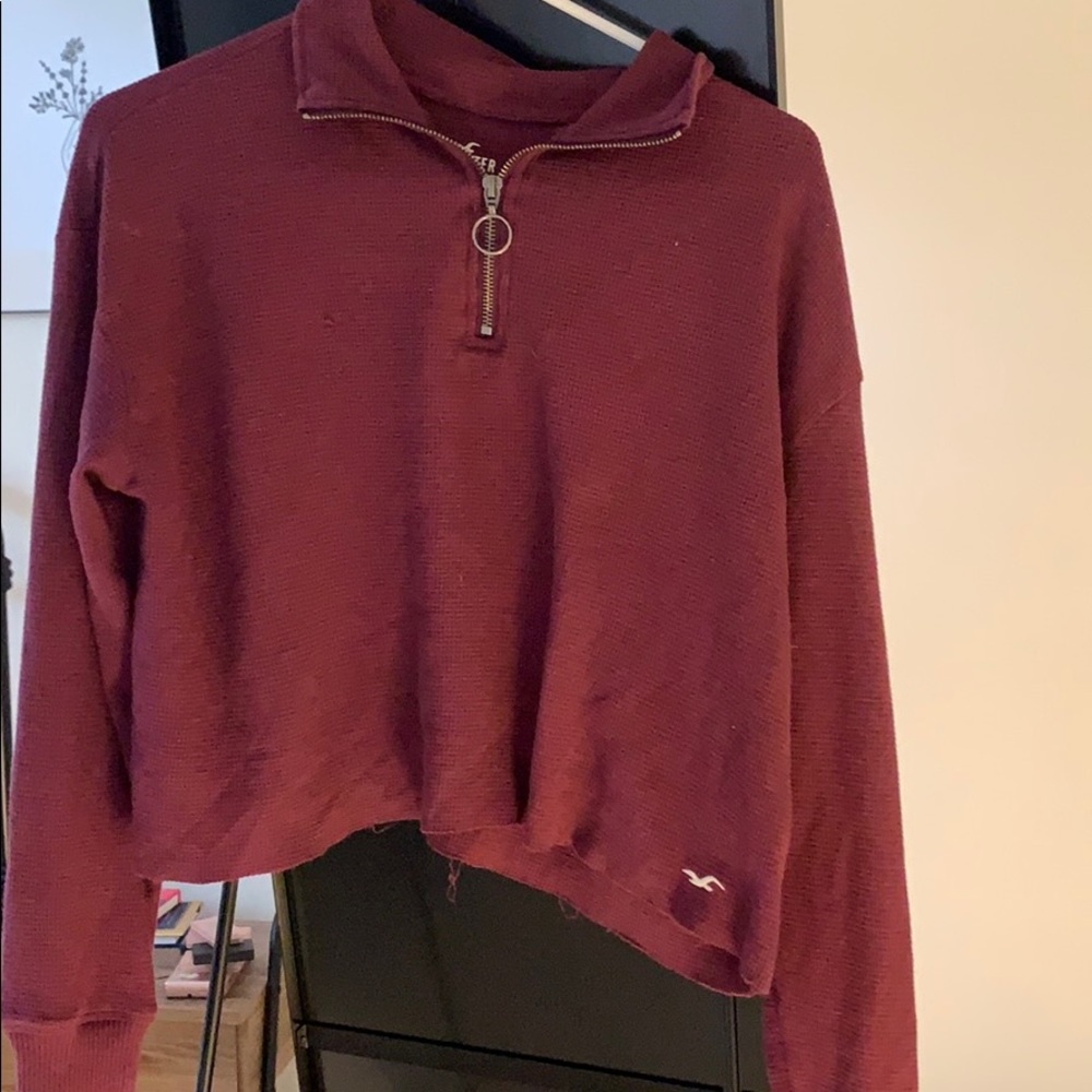 Hollister zip up crop top